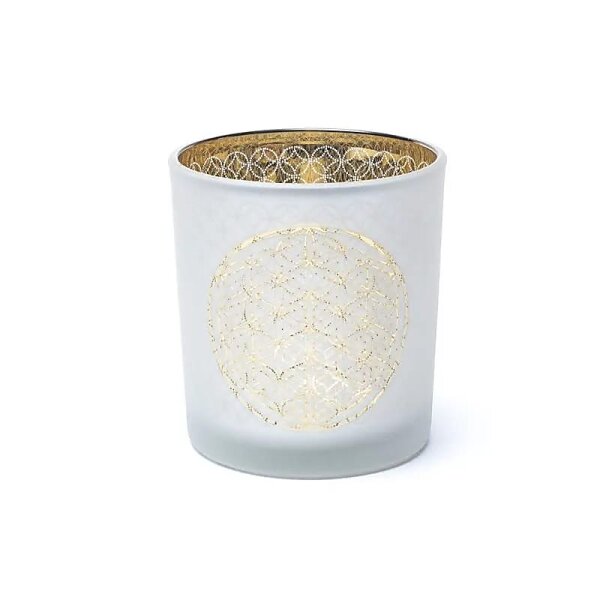 Kerzenhalter gefrostet/metallic Blume des Lebens -- 7,3x8 cm