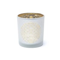 Kerzenhalter gefrostet/metallic Blume des Lebens -- 7,3x8 cm