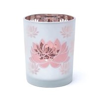 Kerzenhalter gefrostet/metallic Lotus -- 10x12,5 cm