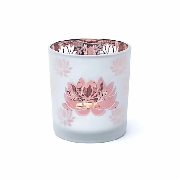 Kerzenhalter gefrostet/metallic Lotus -- 7.3x8 cm