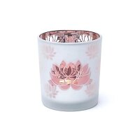 Kerzenhalter gefrostet/metallic Lotus -- 7.3x8 cm