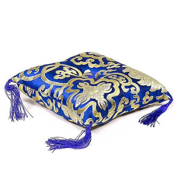 Kissen für Klangschale blau mit Blumenmotiv -- 12x12x4 cm