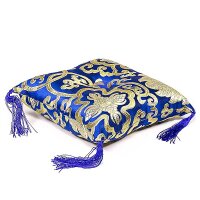 Kissen für Klangschale blau mit Blumenmotiv --...