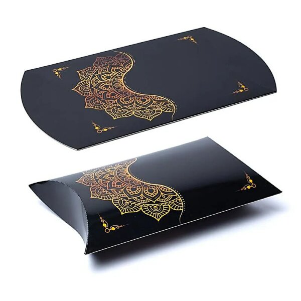 Kissenbox L schwarz gold Mandala Blume -- 23,5x20,3cm