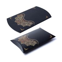 Kissenbox M schwarz gold Mandalablüte -- 20x16,5cm