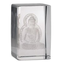 Kristall laser Buddha auf dem Lotus rechteckig -- 8x5x5 cm