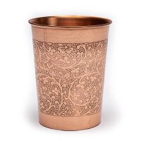 Kupfertrinkbecher Blumenmuster geätzt -- 250ml