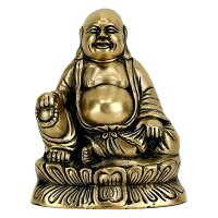 Lachender Buddha Maitreya Statue Messing -- 860 g; 13 cm
