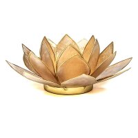 Lotus Teelichthalter beige goldfarbig -- 13.5 cm