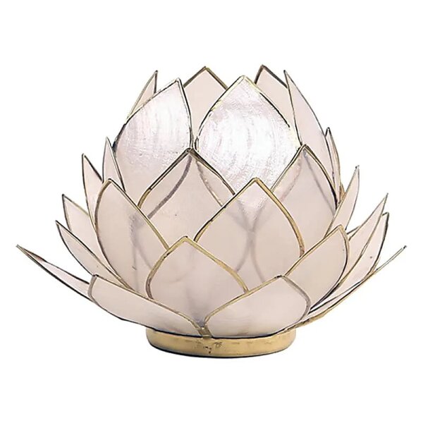 Lotus Teelichthalter beige goldfarbig groß -- 15x10,5 cm
