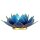 Lotus Teelichthalter blau goldfarbig -- 13.5 cm