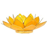 Lotus Teelichthalter gelb 3. Chakra goldfarbig -- 13.5 cm