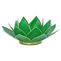 Lotus Teelichthalter grün 4. Chakra goldfarbig --...