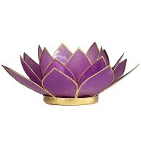 Lotus Teelichthalter lila goldfarbig -- 13.5 cm