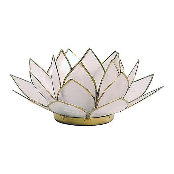 Lotus Teelichthalter natur goldfarbig -- 13.5 cm