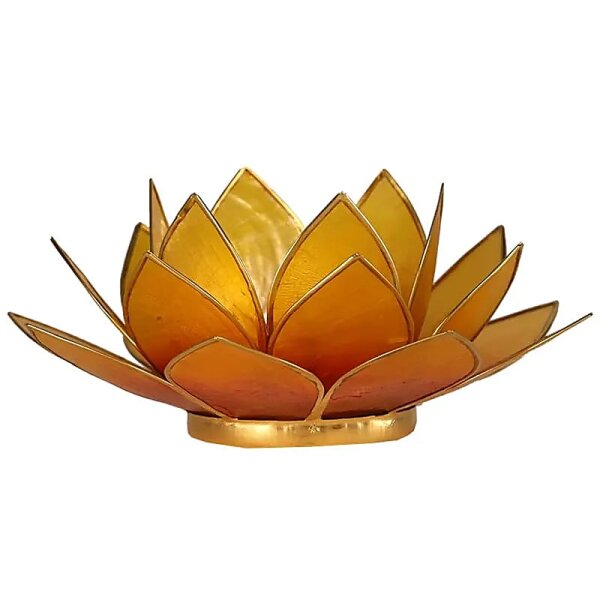 Lotus Teelichthalter orange goldfarbig -- 13.5 cm