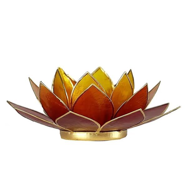 Lotus Teelichthalter orange goldfarbig -- 13.5 cm