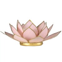 Lotus Teelichthalter rosa goldfarbig -- 13.5 cm