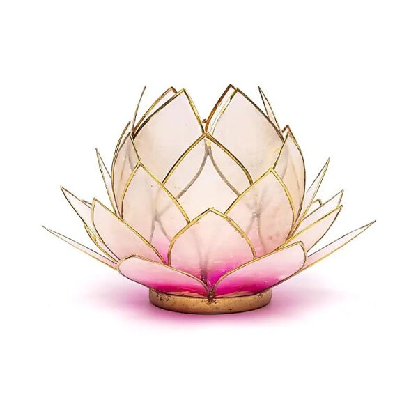 Lotus Teelichthalter rosa goldfarbig groß -- 15x10,5 cm