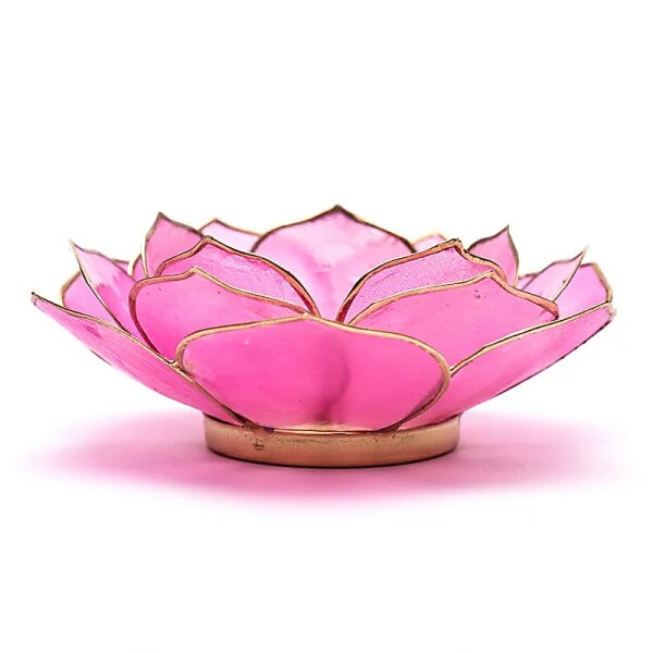 Lotus Teelichthalter rosa mit Goldrand -- 13.5 cm