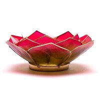 Lotus Teelichthalter rosa/hellgrün mit Goldrand --...
