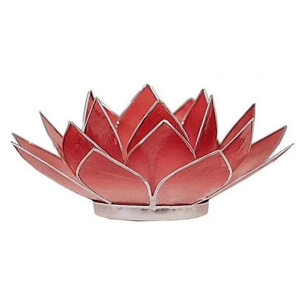 Lotus Teelichthalter rosa/rot silberfarbig -- 13.5 cm