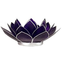 Lotus Teelichthalter violett 7. Chakra silberfarb. -- 13.5cm