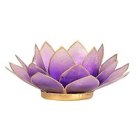 Lotus Teelichthalter violett goldfarbig -- 13.5 cm