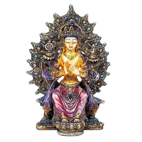 Maitreya Buddha bemalt -- 400 g; 10x7x15 cm
