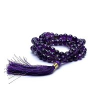 Mala Amethyst AA-Qualität 108 Perlen + Tasche -- 0.6 cm