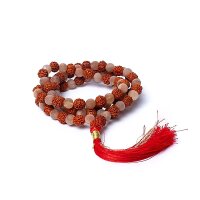 Mala Pfirsich-Mondstein/ Rudraksha AA Qualität im...