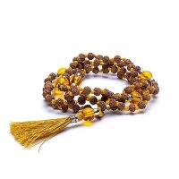 Mala Rudraksha und Citrin gebrannter Amethyst -- 0.5 cm
