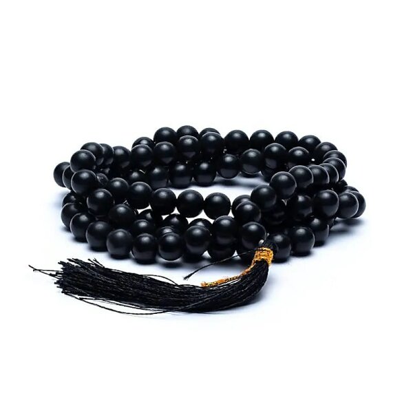 Mala schwarzer Achat, 108 Perlen -- 0.8 cm