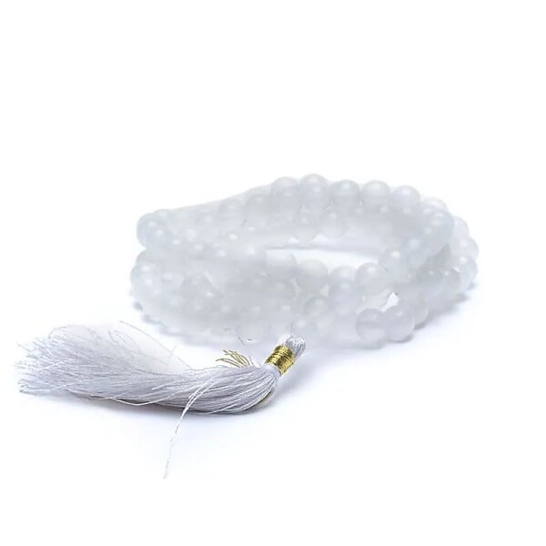 Mala weißer Achat AA-Qualität 108 Perlen -- 0.8 cm