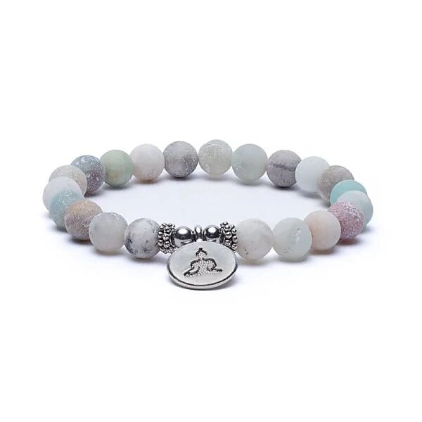 Mala/Armband Amazonit - elastisch - mit Buddha -- 0.8 cm
