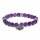 Mala/Armband Amethyst elastisch mit Om -- 0.8 cm