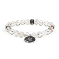 Mala/Armband Bergkristall elastisch mit Buddha -- 0.8 cm