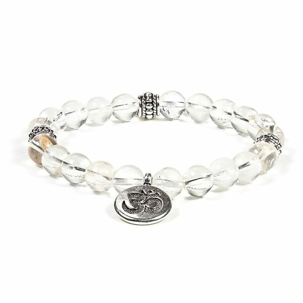 Mala/Armband Bergkristall elastisch mit Om -- 0.8 cm