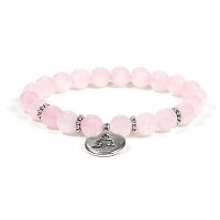 Mala/Armband Rosenquarz elastisch mit Buddha -- 0.8cm