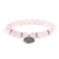 Mala/Armband Rosenquarz elastisch mit Lotus -- 0.8cm