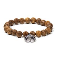 Mala/Armband Wengeholz elastisch Baum des Lebens -- 0.8 cm