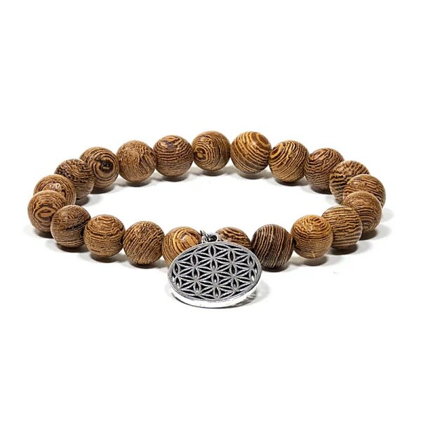 Mala/Armband Wengeholz elastisch Blume des Lebens -- 0.8cm
