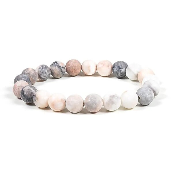 Mala/Armband Zebrajaspis rosa elastisch -- 0.8 cm