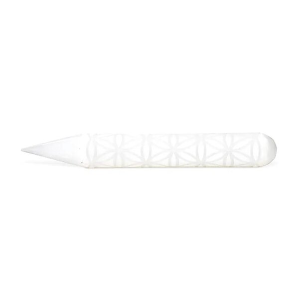 Massagestab Selenit Blume des Lebens -- 15cm