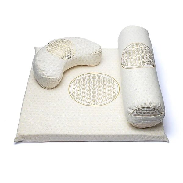 Meditation SET 4 Blume des Lebens BIO Baumwolle (OCS) -- 65x65cm; 3750g