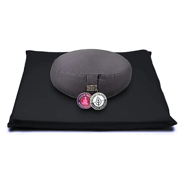 Meditations SET anthrazit/ schwarz Baumwolle BIO (OCS) -- 65x65x5 cm; ±2500 g