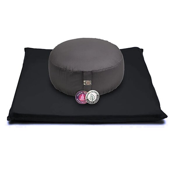 Meditations SET anthrazit/ schwarz Baumwolle BIO (OCS) -- 65x65x5 cm; ±2500 g