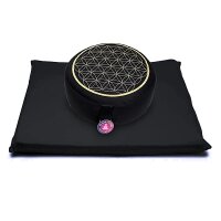 Meditations SET Blume des Lebens schwarz gold -- 65x65x5 cm