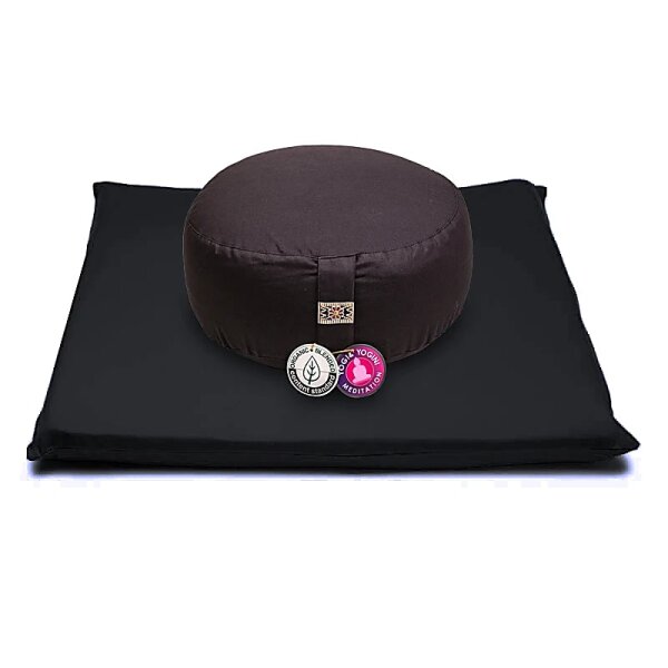 Meditations SET schwarz/ schwarz Baumwolle BIO (OCS) -- 65x65x5 cm; ±2500 g