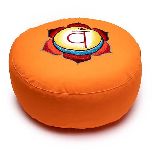 Meditationskissen 2. Chakra bestickt -- 33x17 cm